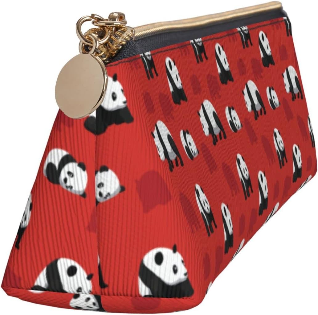 Panda Pencil Case Cosmetic Bag Pencil Case Triangle Leather Storage Bag Zipper Stationery Organizer for Adults Office, panda, Bag organiser – Bild 4