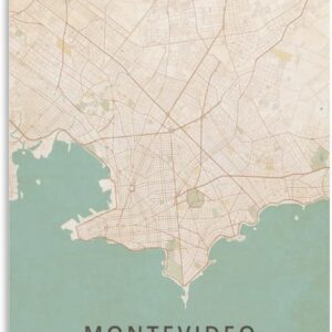 LZTEN Montevideo Uruguay Map Poster Vintage Print Canvas Wall Art Print Posters for Home School Office Decoration Unframed 50x75cm