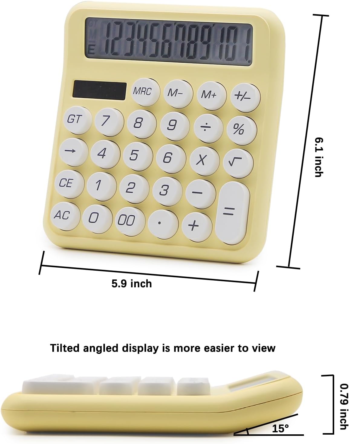 OFFIDIX Office Desk Calculator 12 Digit Standard Calculator Cute Candy Color Electronic Calculator (Yellow) – Bild 2