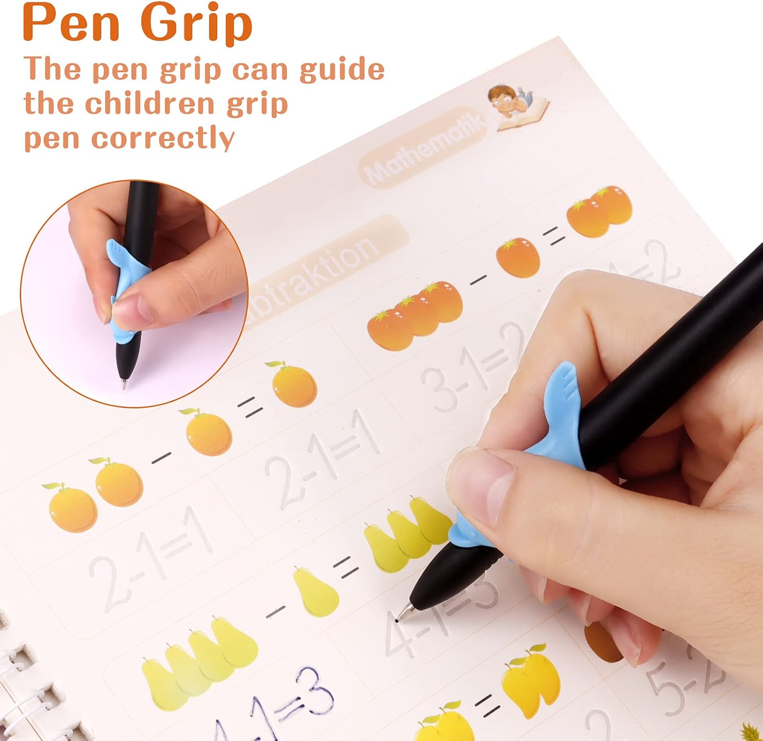 Pack of 4 German Magic Exercise Book with 12 Pens, Groove Calligraphy Reusable Handwriting Drawing for Children Calligraphy Numbers Drawing Letters – Bild 3