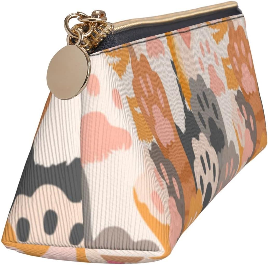Federmäppchen mit niedlichem Tier-Katzen-Motiv, dreieckiges Stiftetui, tragbares Federmäppchen, Leder-Organizer mit Reißverschluss, Kosmetiktasche – Bild 3