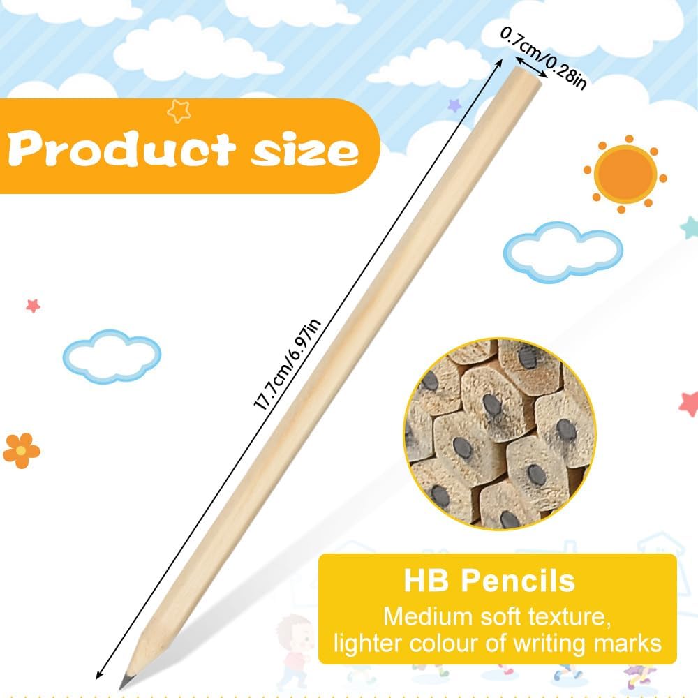 Pack of 60 HB Wooden Pencils Natural Wood Pencils Made of Wood Wooden Pencil Graphite Pencils HB Pencil Set for Students Office School Supplies Writing (17.7 cm x 0.7 cm) – Bild 2