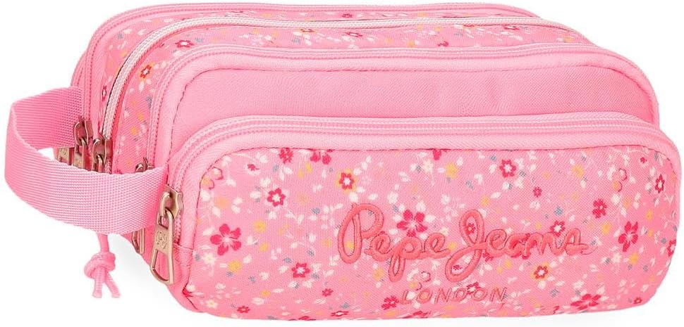 Pepe Jeans Alenka Pencil Case with Organiser, Pink, 22 x 10 x 11 cm, Polyester, 2.2 L, by Joumma Bags, Pink, Talla única Pencil Case with Organiser
