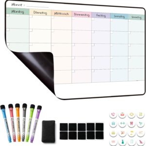 Magnetic Monthly Planner/Weekly Planner, Wipe-Clean, Magnetic Board for Fridge, Whiteboard Calendar, Perfect as a To Do List, Task Planner and Memo Board, in German, 42 x 28 cm