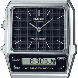 Casio QD Black CINT Silver Bracelet 40.7 Men's Quartz Watch - CA.AQ-800E-1AEF
