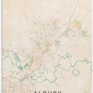 LZTEN Albury Australien-Karten-Poster, Vintage-Druck, Leinwand, Wandkunstdruck, Poster für Zuhause, Schule, Büro, Dekoration, ungerahmt, 40 x 60 cm