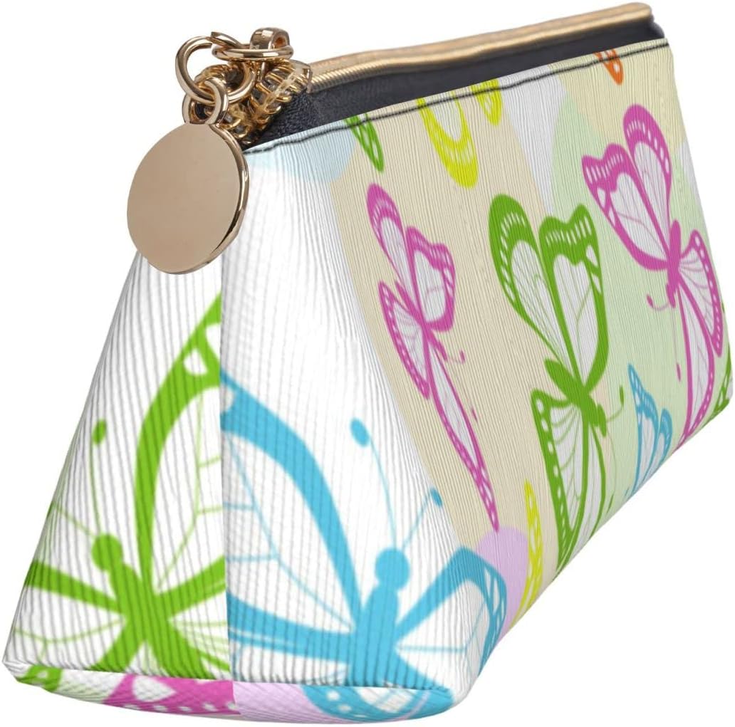 Süßes Federmäppchen mit Schmetterlingsdruck, dreieckiges Stiftetui, tragbares Federmäppchen, Leder-Organizer mit Reißverschluss, Kosmetiktasche – Bild 3