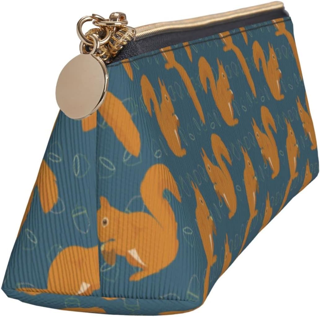 Cute Squirrel Animal Pattern Pencil Case Cosmetic Bag Pen Bag Leather Triangle Storage Bag Zipper Stationery Organizer for Adults Office, Cute Squirrel Animal Pattern 01, Bag organiser – Bild 4