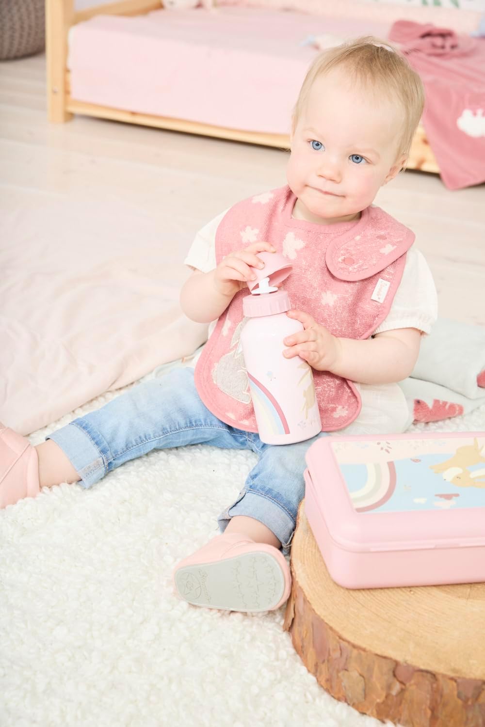 Sterntaler Hanni Rabbit Children's Lunch Box - Nursery Lunch Box with Extra Snack Box - Robust Material - Easy to Clean - Lunch Box Perfect for Nursery and on the Go Matte Pink – Bild 2