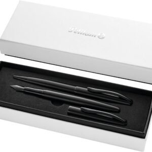 Pelikan Jazz Noble Elegance K/P36 with Fountain Pen and Ballpoint Pen, Carbon (Black), Elegant Cartridge Fountain Pen and Metal Ballpoint Pen