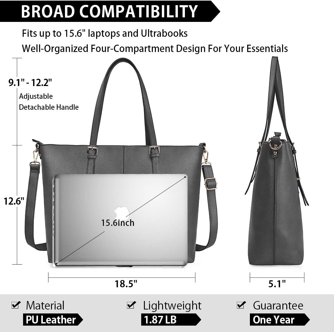 NUBILY Women's Laptop Handbag, 15.6 Inches, Shopper Handbag, Elegant, Leather, Large, Lightweight, Stylish for Business / School / Shopping – Bild 4
