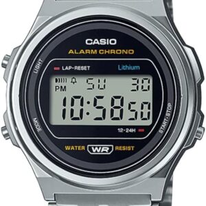 Casio Collection Vintage Unisex Digital Watch with Stainless Steel Strap