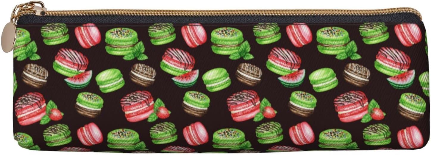 Macaron Watermelon Strawberry Pencil Case Cosmetic Bag Pencil Case Leather Triangle Storage Bag Zipper Stationery Organizer for Adults Office, Macaron Watermelon Strawberry, Bag organiser – Bild 3