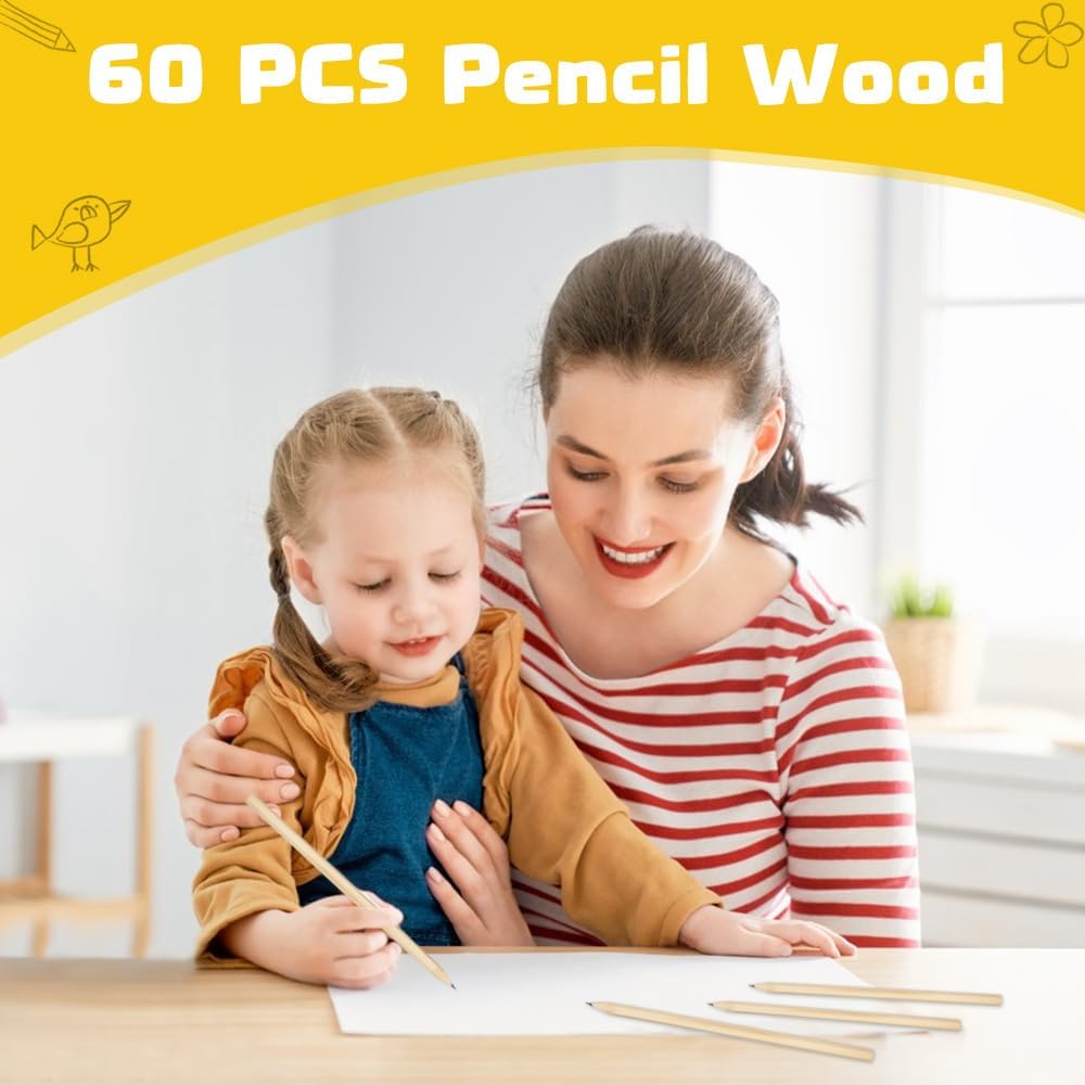Pack of 60 HB Wooden Pencils Natural Wood Pencils Made of Wood Wooden Pencil Graphite Pencils HB Pencil Set for Students Office School Supplies Writing (17.7 cm x 0.7 cm) – Bild 6
