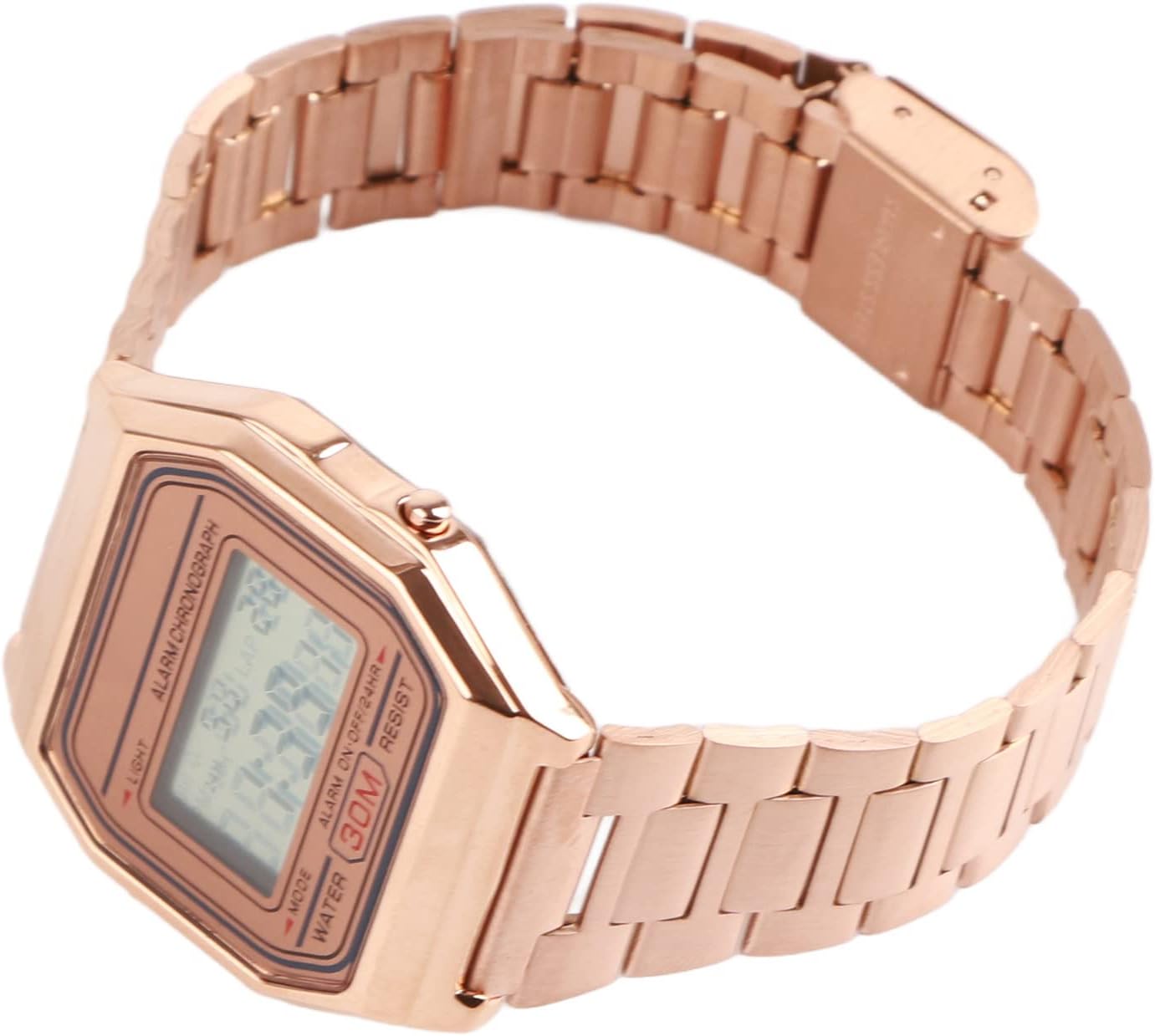Tbest Old Digital Watch, Vintage Pink, B640Wc, Ceas Women's Digital Watch Digital LED Back Light Electronic Stainless Steel Strap Watch Rec Wristwatch Rose Gold – Bild 8