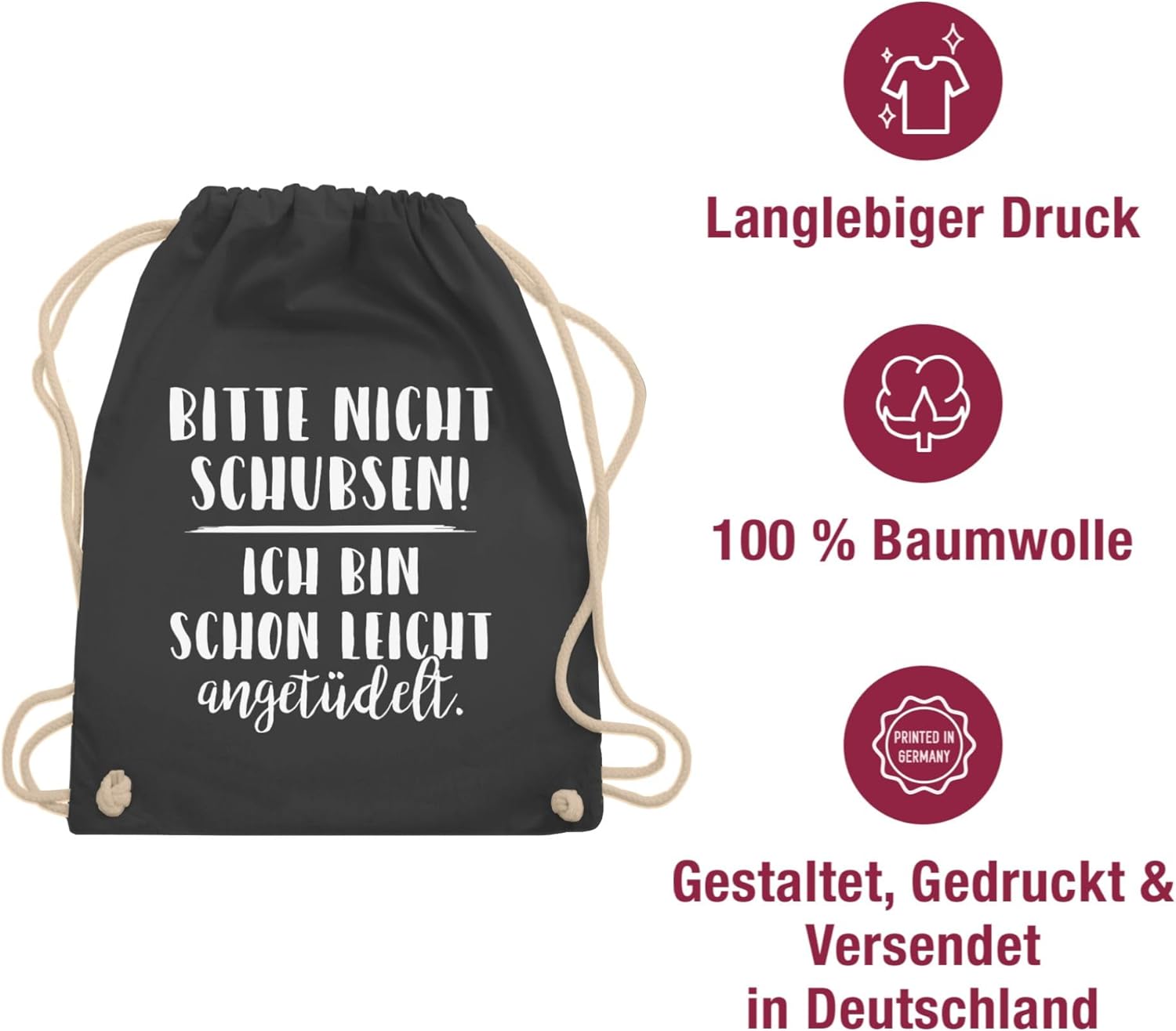 Festival Gym Bag – Bitte Nicht Schubsen Ich Bin Schon Leicht Angetüdelt – Sports Bag & Gym Bag – Bild 5