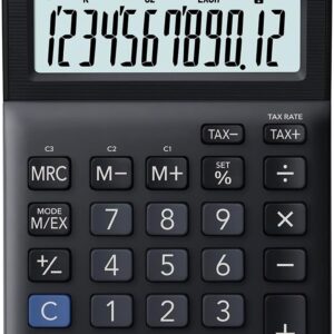 Casio Desktop Calculator MS-20F, 12-Digit, Tax Calculation, Currency Conversion, Sign Change, Solar/Battery Operated