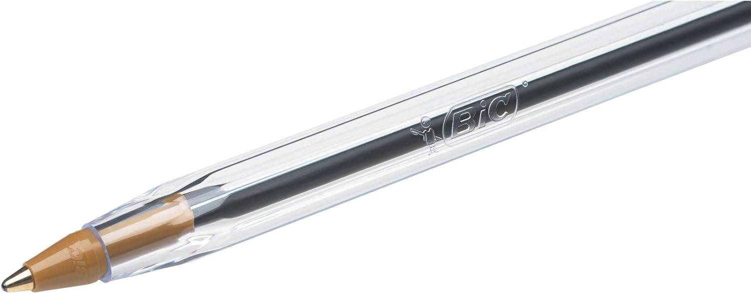 BIC Cristall Retractable Ballpoint Pen – Clear Barrel – 1 mm Tip – 0.4mm Line Width – Pack of 100, Black – Bild 3