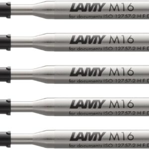 LAMY M16 Set of 5 Ballpoint Pen Large Capacity Metal Refill – Original Replacement Refill for All Lamy Ballpoint Pen Models – Indelible – Line Width Fine in Blue Ink