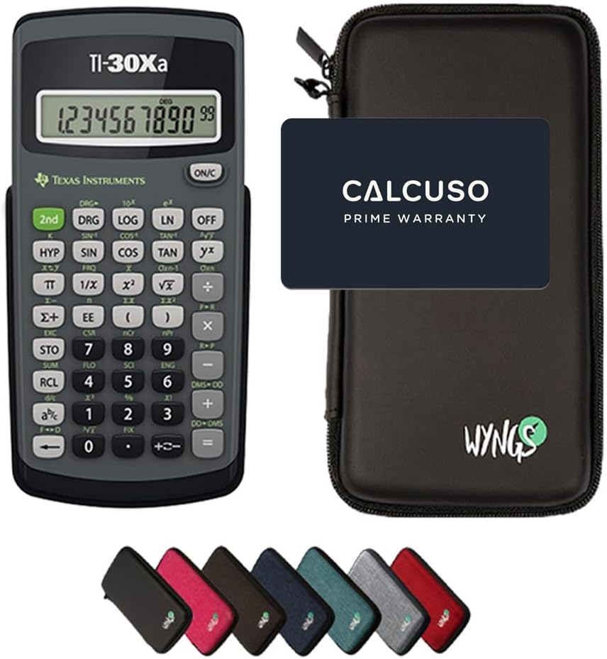 WYNGS TI-30Xa Basic Set Calculator with Protective Case Black