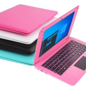 Bigmachine Computer Laptop Mini 10.1 Inch 32GB Windows 10 Ultra Thin and Lightweight Netbook Quad Core PC HDMI USB Webcam Netflix YouTube QWERTZ Layout (Dark Pink)