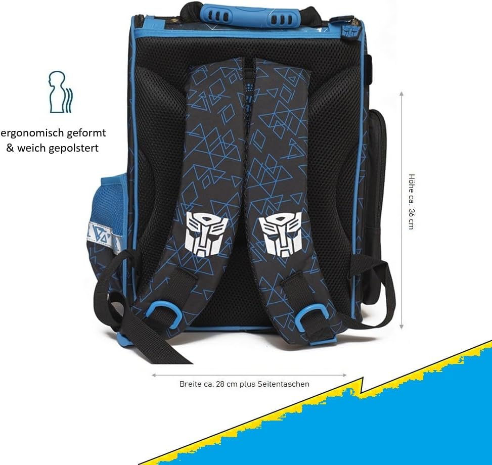 Familando Transformers School Bag Set 20 Pieces Scooli Twixter Up Filled with Pencil Case, Desk Top, Rain Cover and Large School Bag 85 cm – Bild 3