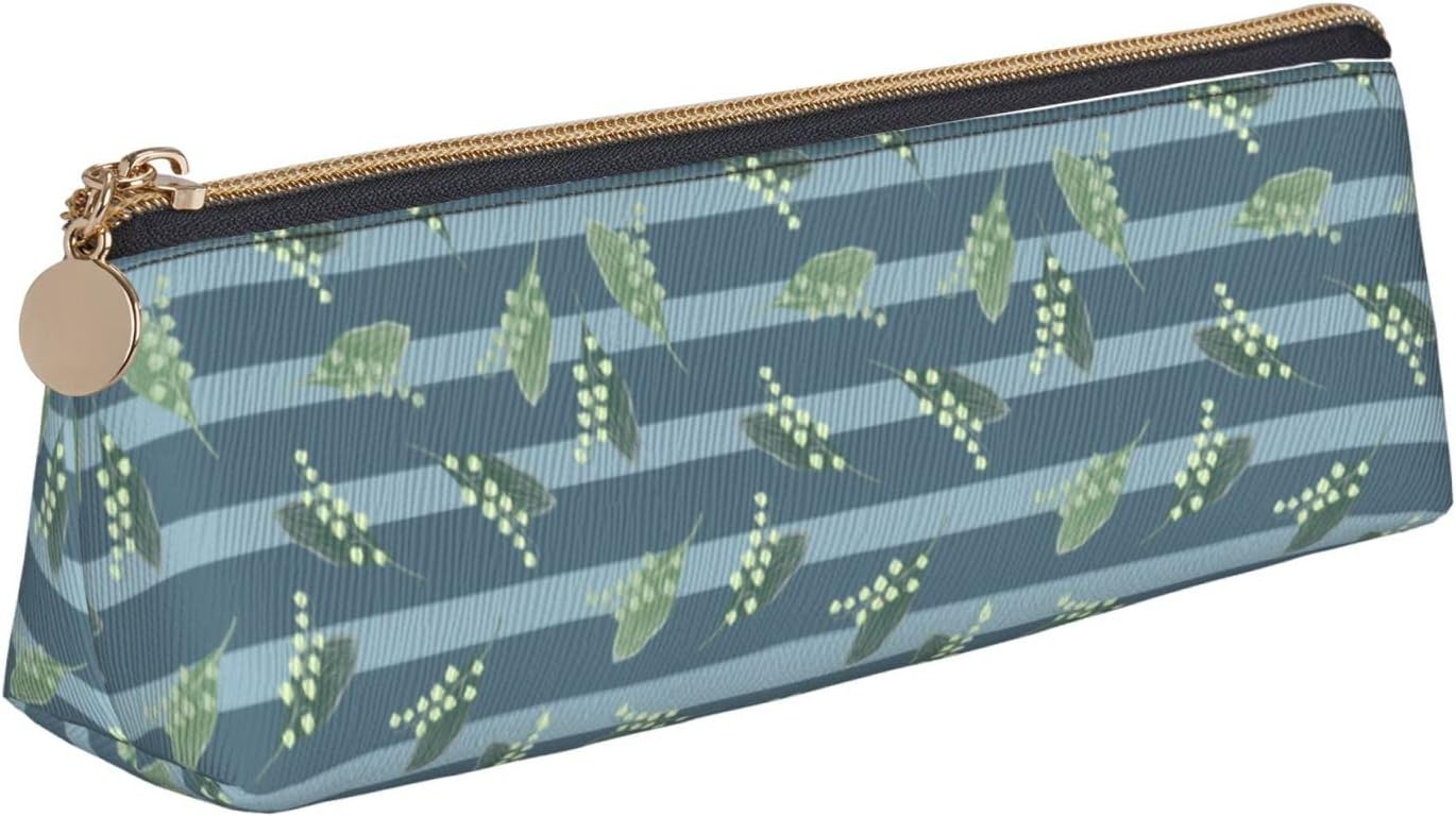 Federmäppchen mit Lilienmuster, Kosmetiktasche, Stiftetui, dreieckiges Leder, Aufbewahrungstasche mit Reißverschluss, Schreibwaren-Organizer für das Büro von Erwachsenen
