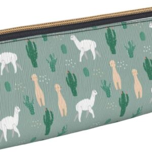 Cute Alpaca and Cactus Pattern Pencil Case Cosmetic Bag Pen Pouch Triangle Leather Storage Bag Zipper Stationery Organizer for Adults Office, Cute Alpaca And Cactus Pattern, Bag organiser