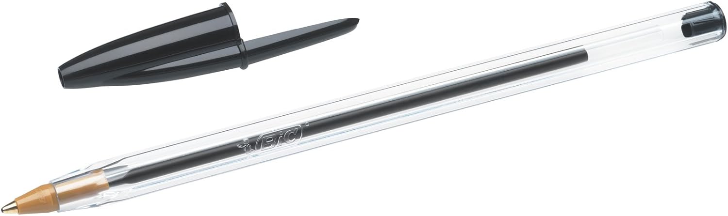 BIC Cristall Retractable Ballpoint Pen – Clear Barrel – 1 mm Tip – 0.4mm Line Width – Pack of 100, Black – Bild 9