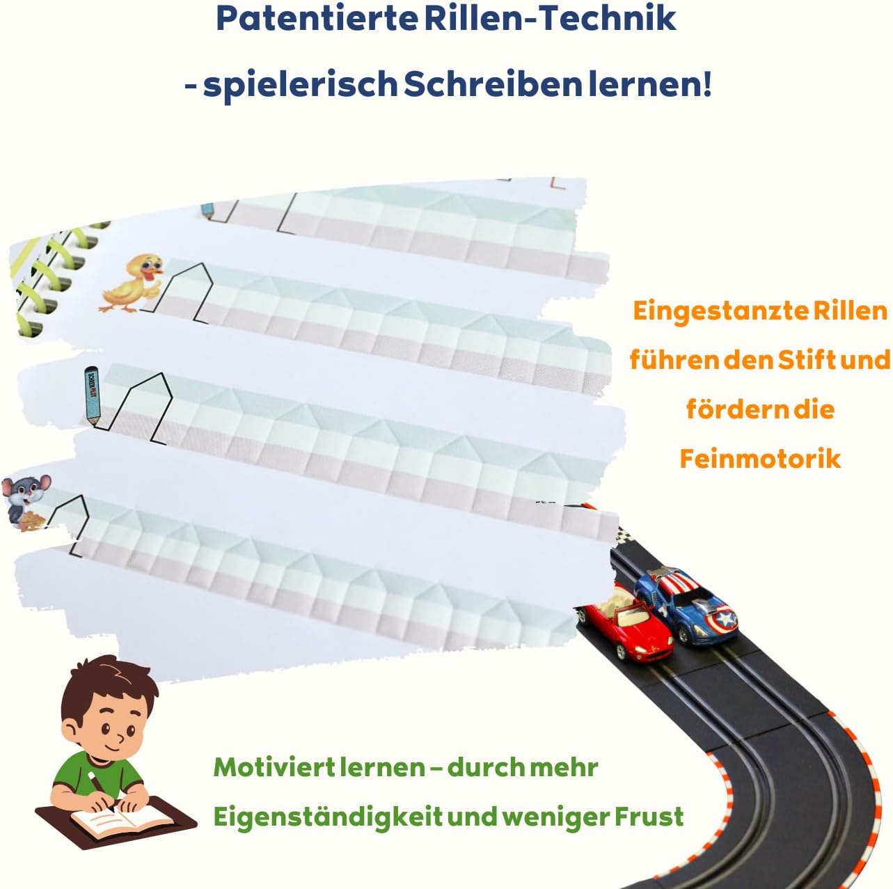 SCHREIBPILOT Writing Book for ABCs with Pre-Embossed Painting and Swing Exercises for Kindergarten and Preschool Children, Learning System Developed by Teachers, Professors and Students – Bild 5