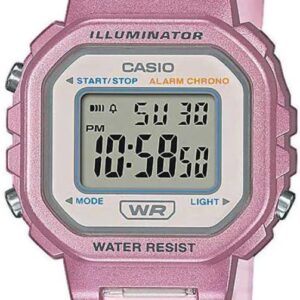Casio Unisex Quartz Watch, 30.00 mm Case Size with Clear Digital Dial and Pink Plastic/Resin Bracelet LA-20WHS-4AEF