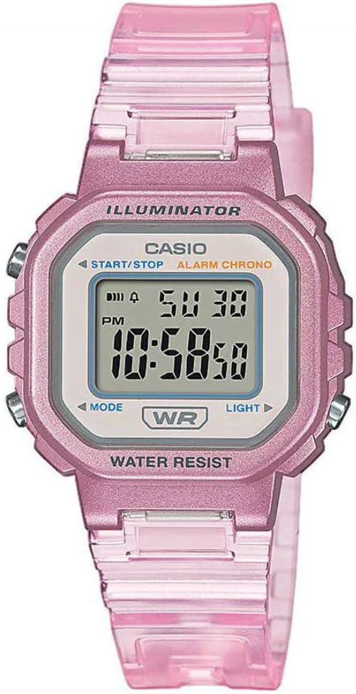 Casio Unisex Quartz Watch, 30.00 mm Case Size with Clear Digital Dial and Pink Plastic/Resin Bracelet LA-20WHS-4AEF