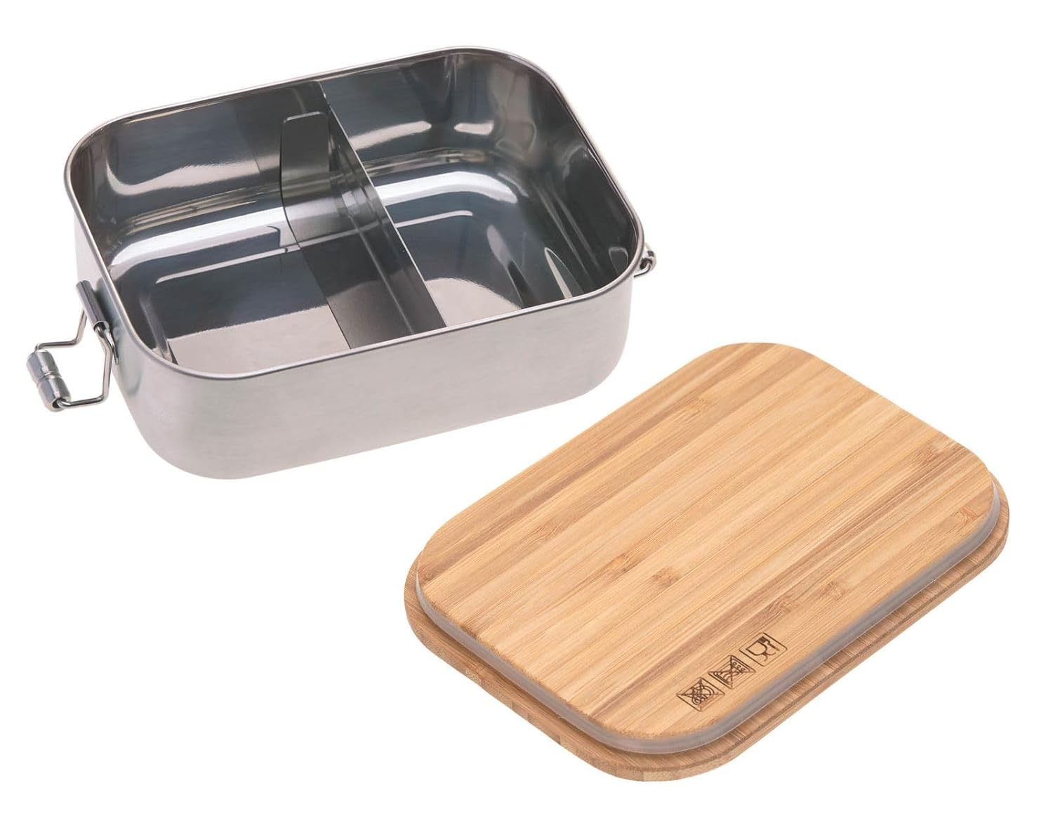 LÄSSIG Children's Lunch Box, Stainless Steel and Bamboo Breakfast Box, Sustainable, Nursery, School Lunch Box, Adventure Let's Be Wild – Bild 3