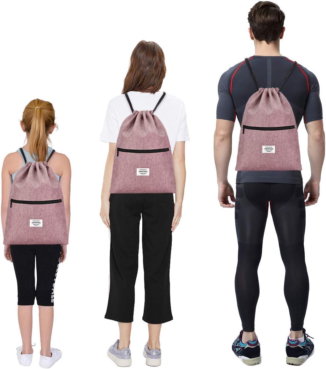 LIVACASA Turnbeutel Mit Reißverschluß Innentasche Sportbeutel Wasserdicht Hipster Beutel Seitentasche Gym Bag Gefüttert Rucksack Mit Verstellbar Tunnelzug Gymsack für Damen und Herren Schwarz – Bild 3