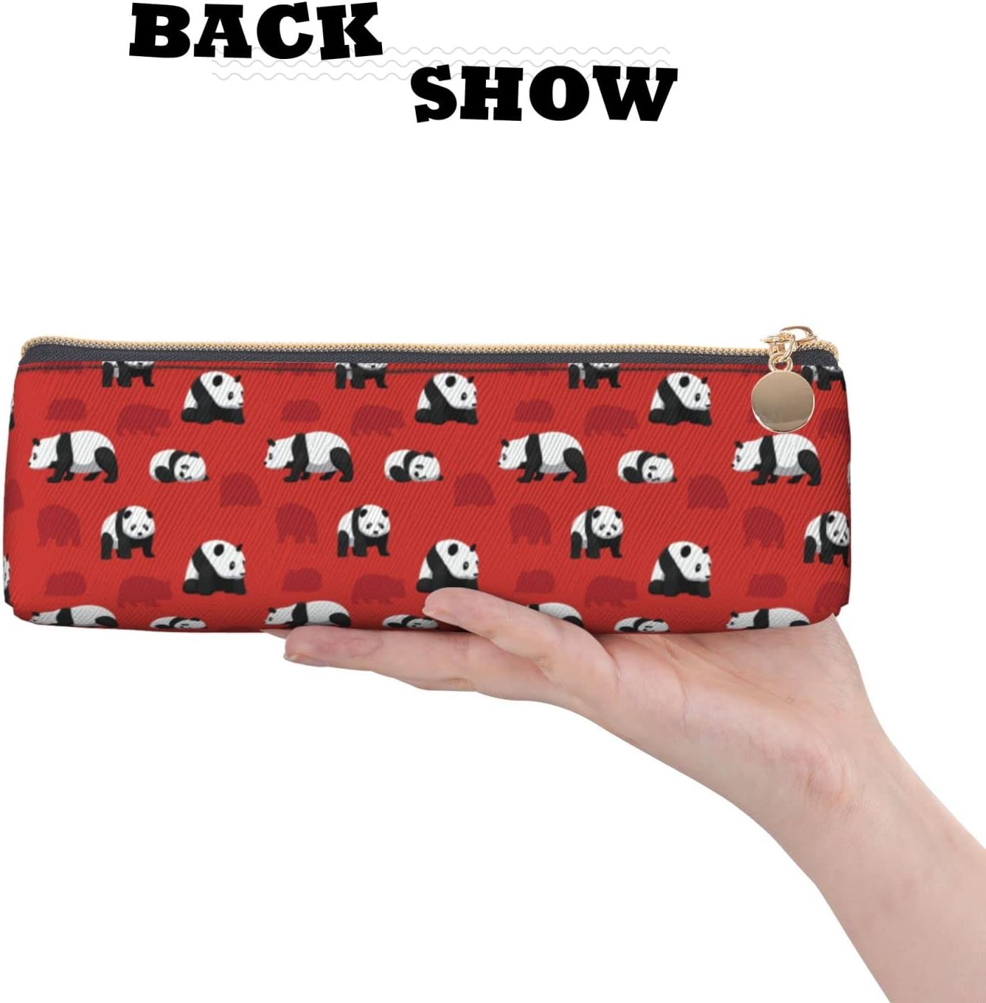 Panda Pencil Case Cosmetic Bag Pencil Case Triangle Leather Storage Bag Zipper Stationery Organizer for Adults Office, panda, Bag organiser – Bild 5
