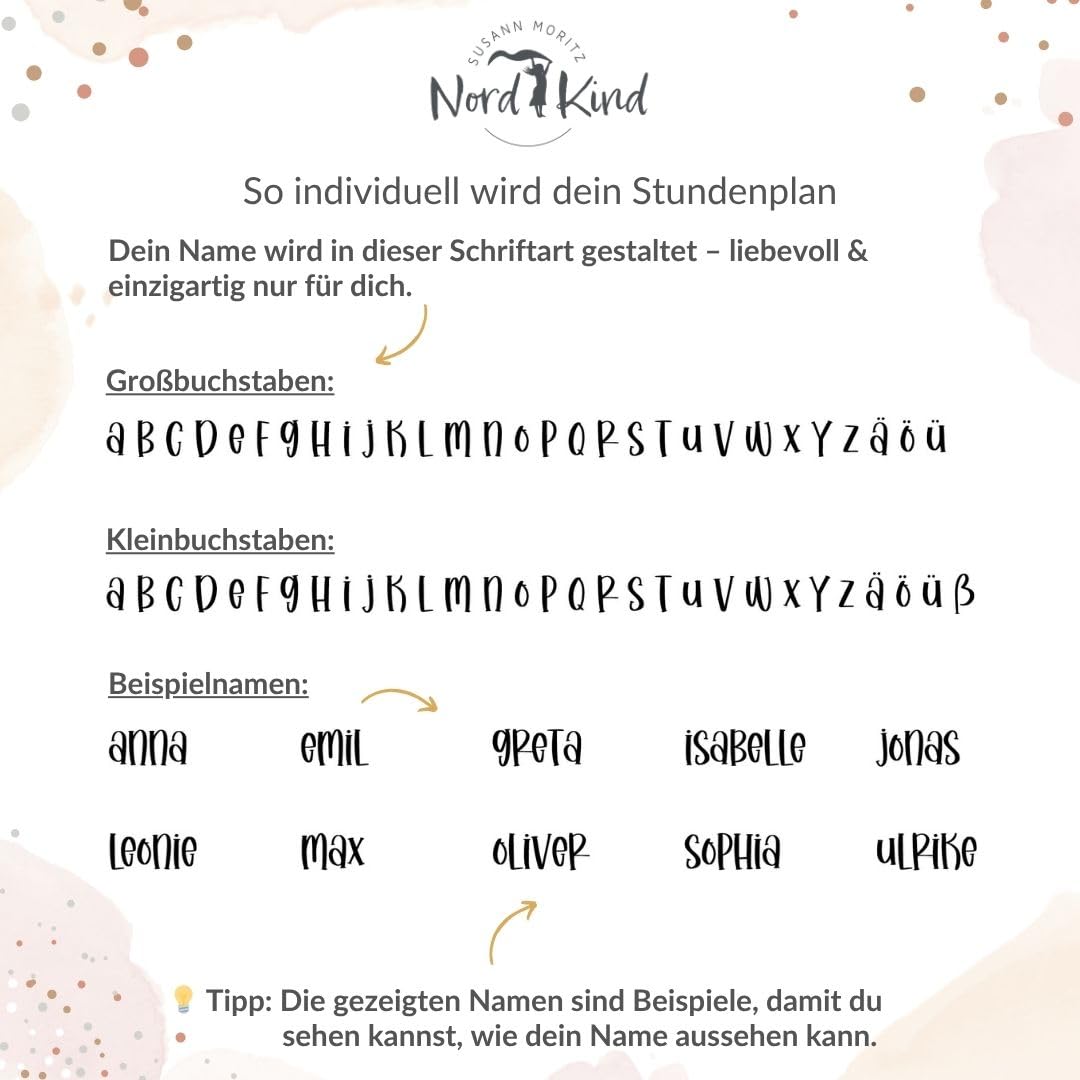 Nord-Kind Children's 1st Class Personalised Timetable - Wipe-Clean Acrylic Timetable for Standing or Hanging - Timetable Girls & Boys for School Enrolment (Underwater World 1) – Bild 8