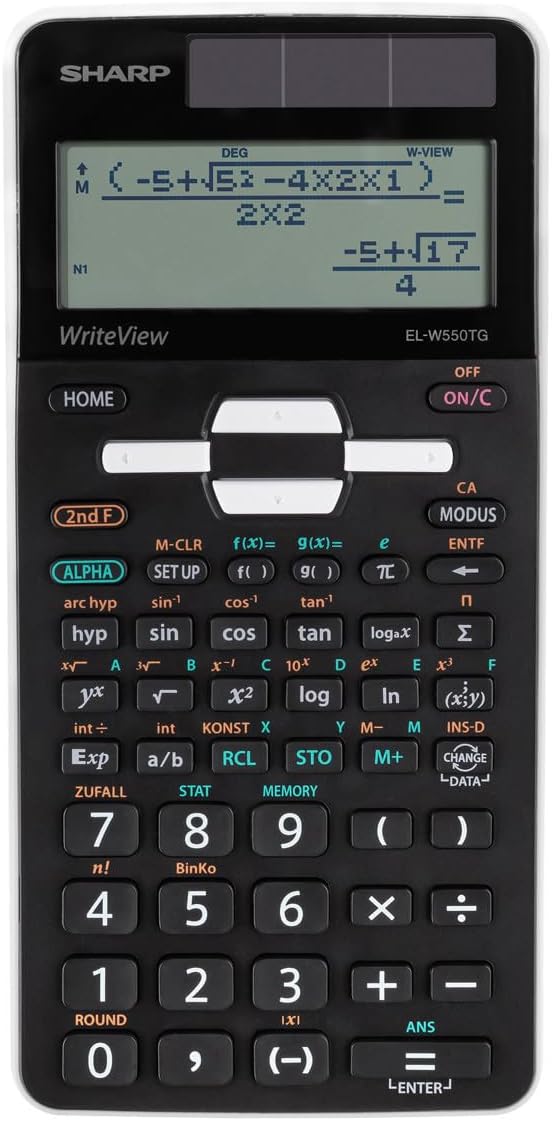 SHARP EL-W550TG Scientific Calculator (D.A.L. input, Solar, WriteView) Black