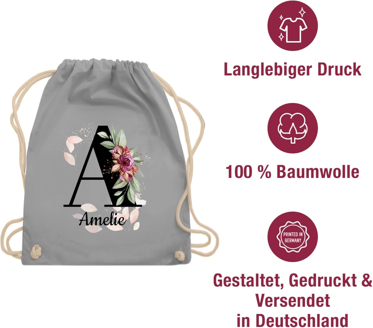 Geschenk mit Namen personalisiert by Shirtracer - Gym Bag Backpack - Initials - Letter Adjustable – Bild 5