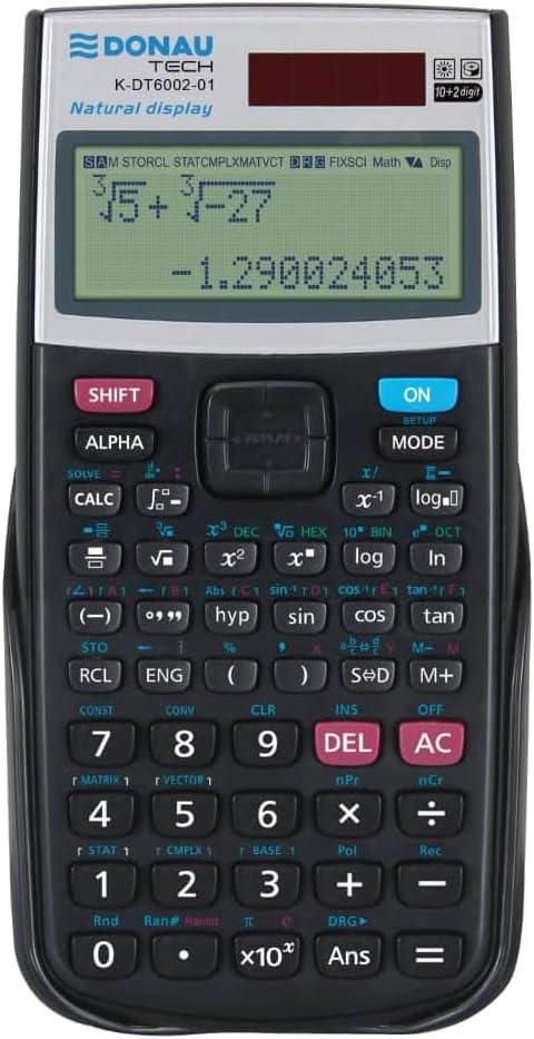 DONAU Tech Technical Scientist/Calculator with Natural Display / Solar and Battery / 417 Functions / Black / Calculator Protective Case / School Calculator / Sliding Case