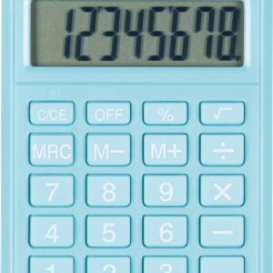 Donau Tech K-DT2082-17 8-Digit Calculator with 8-Digit Root Function 97 x 60 x 10 mm Blue / Calculator with 8-Digit Display / Dual Power Solar - Battery Operated / Compact Design