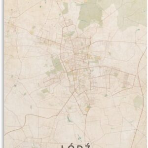LZTEN Lodz Polen-Karten-Poster, Vintage-Druck, Leinwand, Wandkunstdruck, Poster für Zuhause, Schule, Büro, Dekoration, ungerahmt, 50 x 75 cm