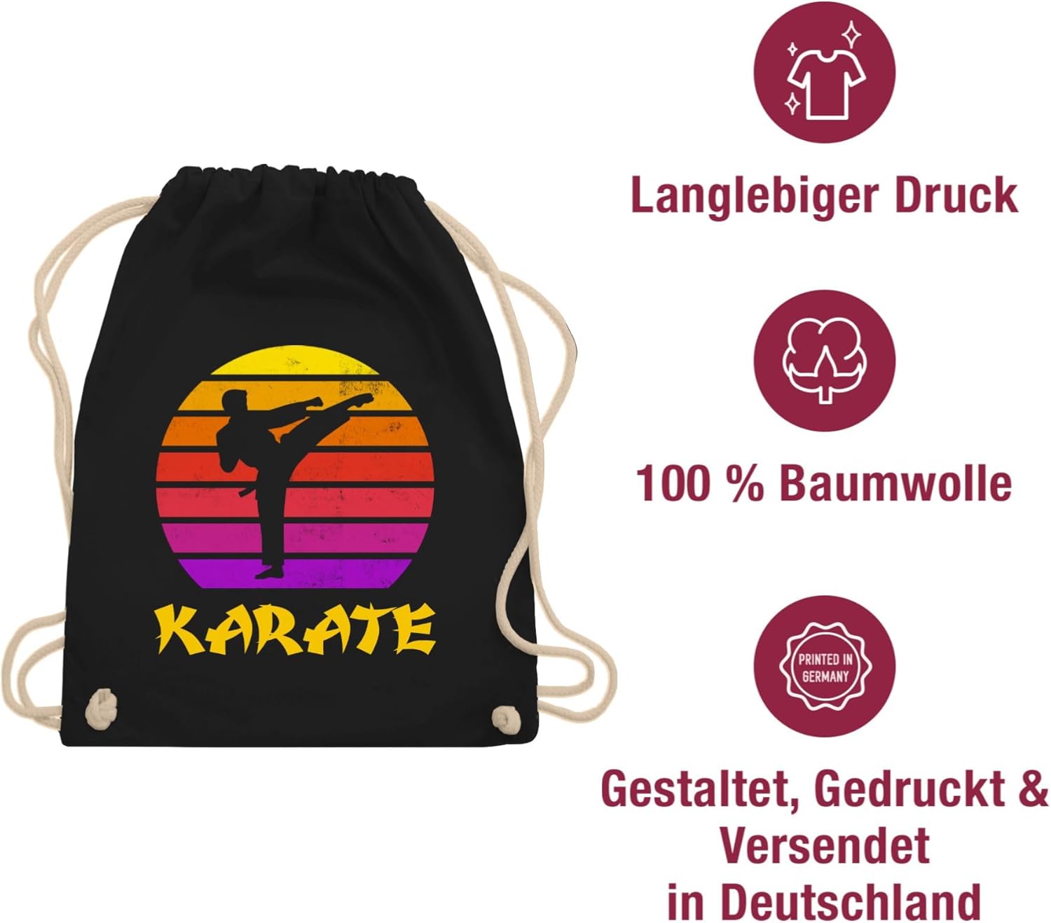 Shirtracer - Gym Bag Backpack - Children's Sports Clothing - Karate Retro Sun – Bild 5