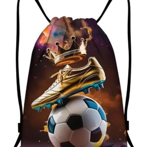 Children’s Gym Bag, Football Gifts Boys Drawstring Bag, Waterproof Sports Bag with Drawstring, Swimming Bag Children for Sports, School, Gym, Travel