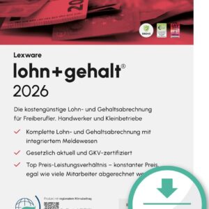 Lexware lohn+gehalt Standard 2026 (365 Tage)| Einfache Lohn- und Gehaltsabrechnungs-Software | PC Aktivierungscode per Email