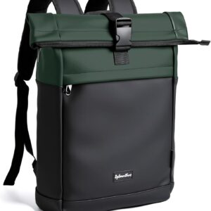 Waterproof Backpack, Laptop Rolltop Backpack for Men & Women with Anti-Theft Zip, Expandable (18-25L) Rolltop Backpack for Travel, Work, School and Business - Green