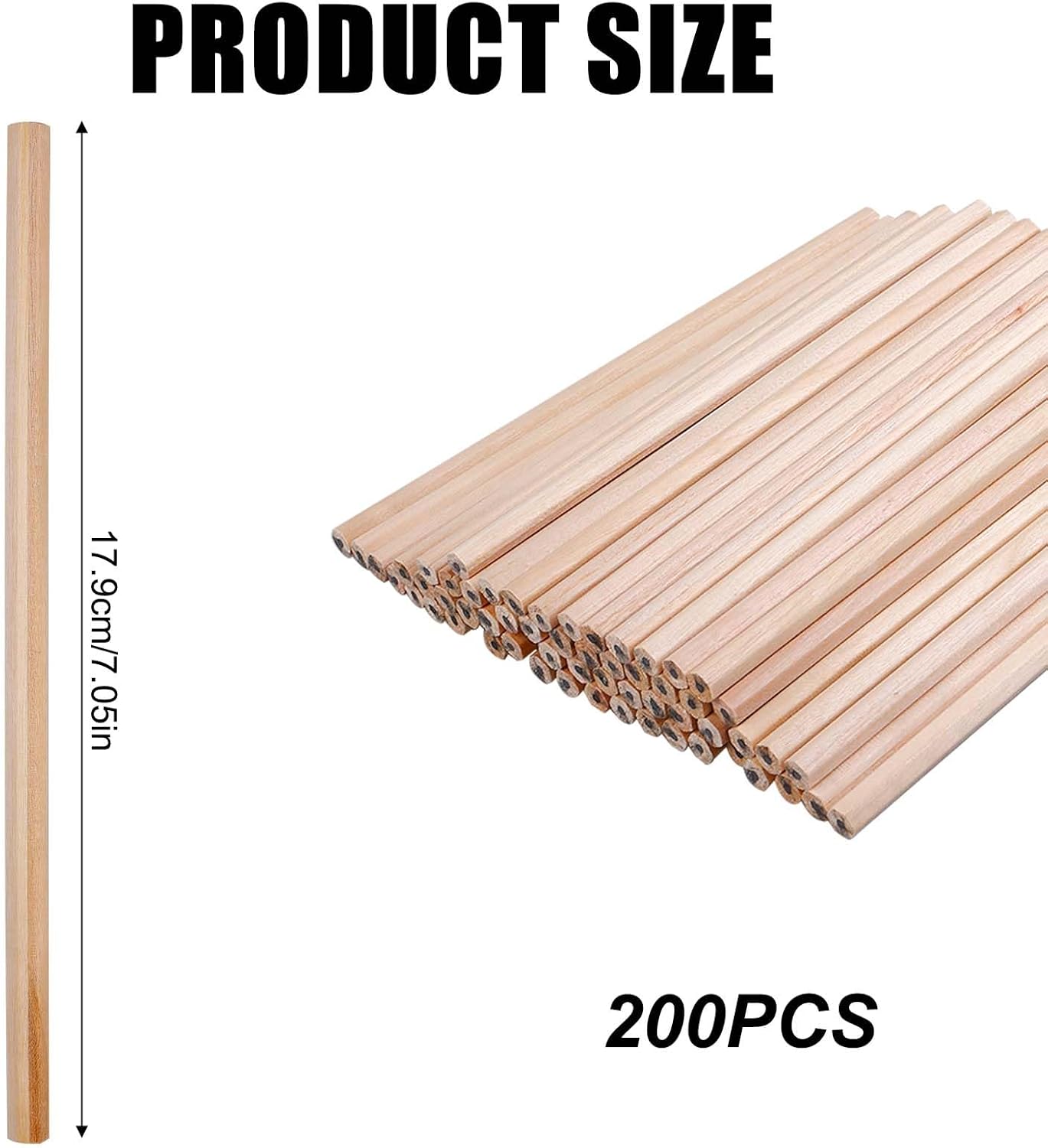 Pencil HB, 200 Piece Pencil Set, Pencil Set Made of Natural Wood, 17.7 cm x 0.7 cm Pencil Set for Students, Teachers, Office, School Material, Drawing and Writing – Bild 2