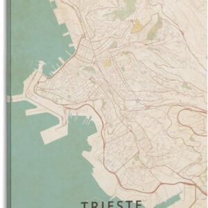 LZTEN Trieste Italy Map Poster Vintage Print Canvas Wall Art Print Poster Home School Office Decor Frame 30x45cm