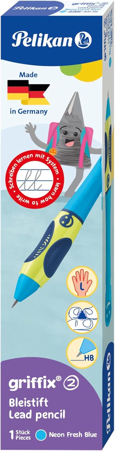 Pelikan Griffix Left-Handed Printing Pencil with HB Lead, Neon Fresh Blue, Pack of 1 – Bild 4