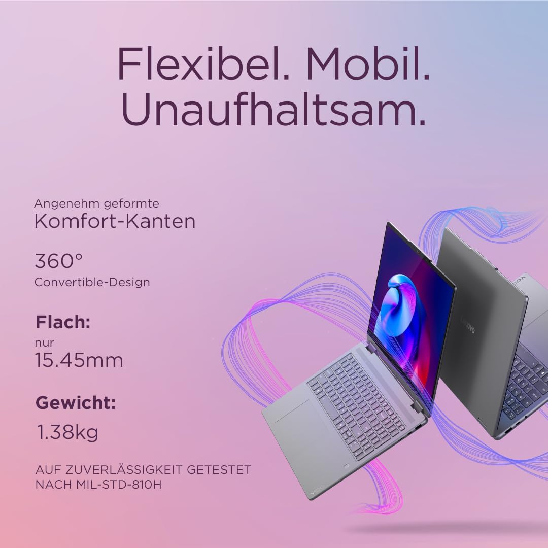 Lenovo Yoga 7i 2-in-1 AI Laptop | Copilot+ PC | 14 Inch 2.8K OLED | Intel Core Ultra 7 256V | 16GB RAM | 512GB SSD | Intel Arc GPU | Win11 | QWERTZ | Includes Yoga Pen | 3 Year Warranty Exclusive to Amazon – Bild 5