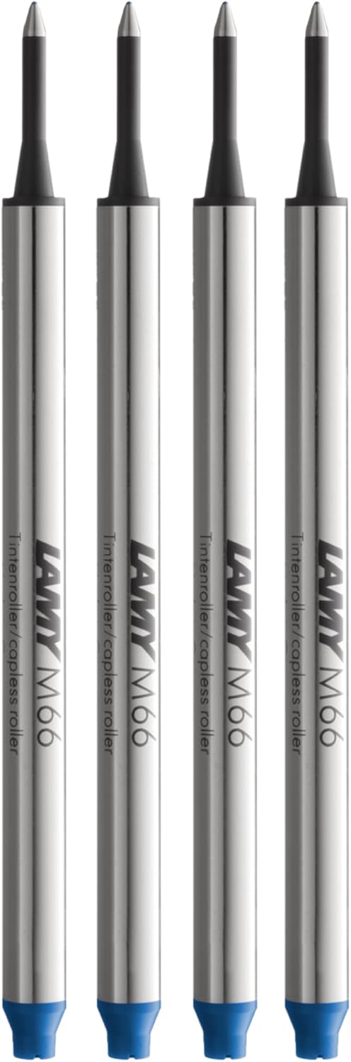 LAMY M66 Rollerball Pen Refills Set of 4 821 Metal in Blue for Lamy Rollerball Pen without Cap - Line Width Wide